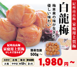 少しキズあり含む 紀州 特選南高梅 家庭用 上質梅 白龍梅 500g～ 簡易包装 塩分約12％ 和歌山 みなべ 梅干 ギフト