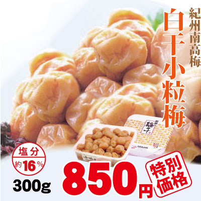 紀州南高梅 白干小粒梅 300g 塩分約22％ 自家農園産 和歌山 みなべ 梅干し 保存食 熱中症対策