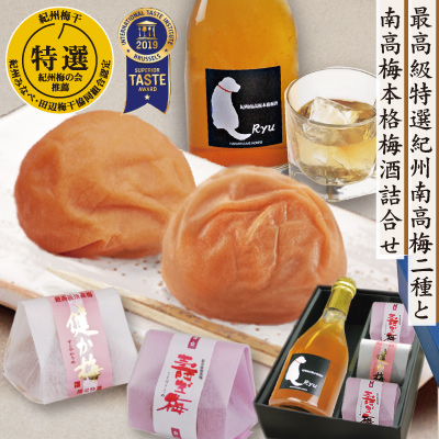 送料無料 ギフト 極上 紀州 南高梅 黄金梅柄の 重箱入 一粒包 健か梅
