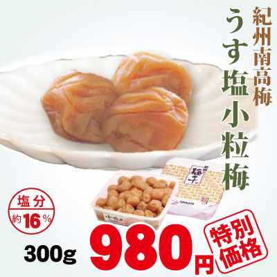 紀州南高梅 自家梅園産 梅とお塩の素朴なお味 うす塩小粒梅 300g 塩分約16％ 梅干 和歌山 みなべ 梅