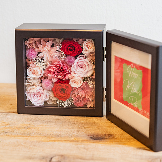母の日ギフトF/Preserved Flower Flame M ( red&pink )