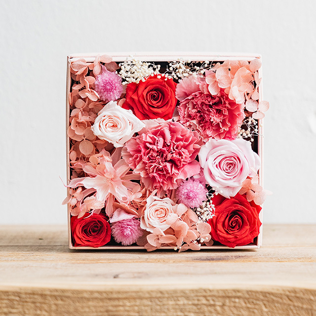 母の日ギフトG/Preserved Flower Box ( red&pink )