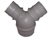 ダクト継手　樹脂製分岐Ｙ管異径グレー（ポリエチレン製）100ｍｍホースｘ１５０ｍｍホース（型式　Ｐ－ＲＹ１５１０）