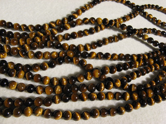 天然石　約６ミリ　ラウンド　(一連)　タイガーアイ