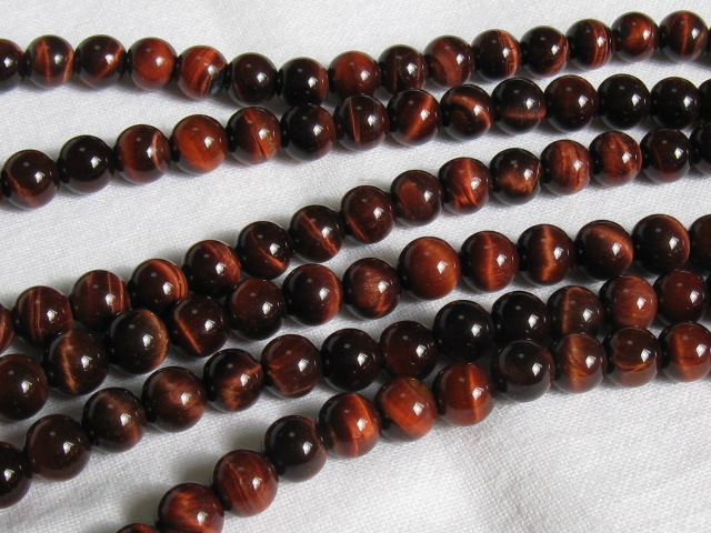 天然石　約６ミリ　ラウンド　(一連)　レッドタイガーアイ