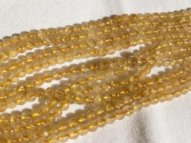 天然石　約４ミリ　ラウンド　(一連)　ルチルクォーツ　詳細写真