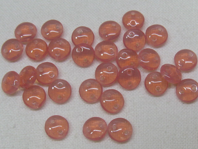 チェコビーズ　レンティル(レンズ豆)　２ホール　６ミリ　ピンク