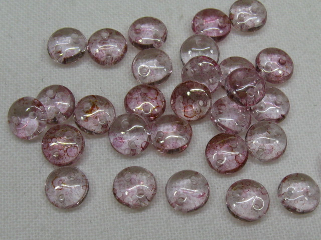 チェコビーズ　レンティル(レンズ豆)　２ホール　６ミリ　ラスタートパーズピンク