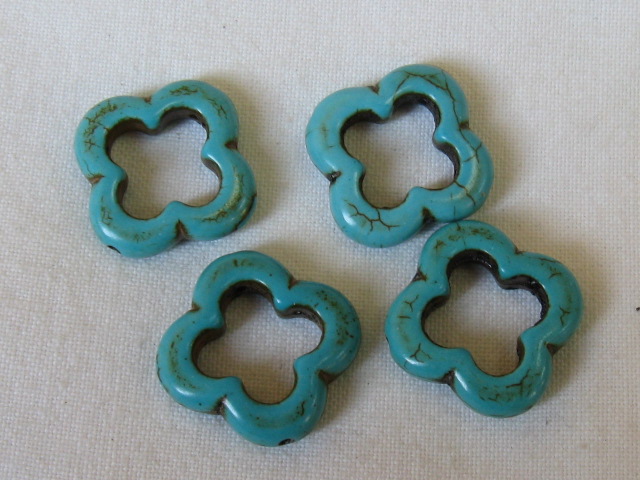 合成石　約２０ミリ　クローバーリング　練りターコイズ