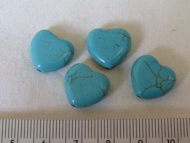 合成石　約1４ミリ　ハート　練りターコイズ