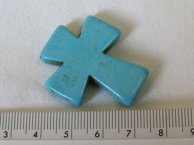合成石　約30×35ミリ　クロス　練りターコイズ