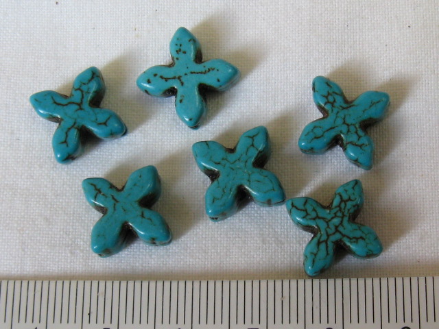 合成石　約1５ミリ　クロス(小)　練りターコイズ