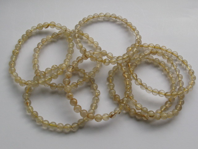 天然石ブレスレット　内径（手首）16.5～17ｃｍタイプ　ゴールドルチル７ミリ玉（6.5~7.5㎜）