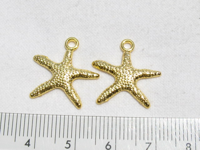チャーム　ヒトデ　約19ミリ　ゴールドカラー