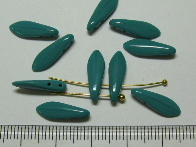 チェコビーズ　ダガー　２ホール　５×１６ミリ　ペルシアンターコイズ