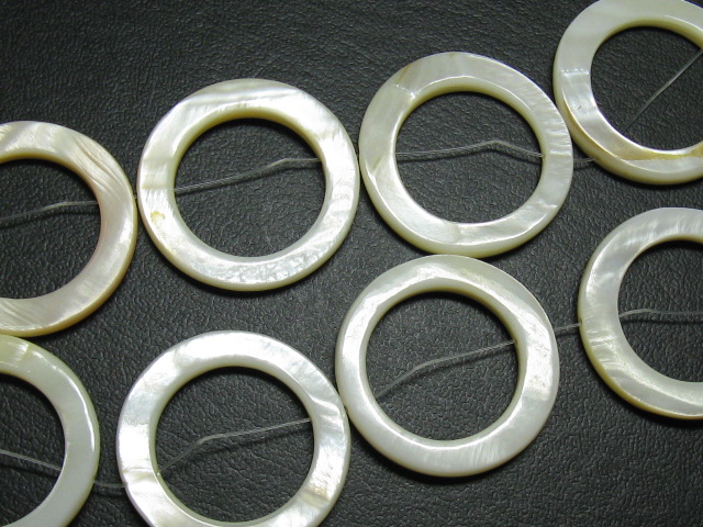 シェルパーツ　35ミリ　丸形・リング　ナチュラルカラー