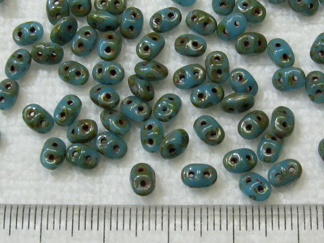 スーパーデュオ2H　2.5×5ミリ　ターコイズピカソ