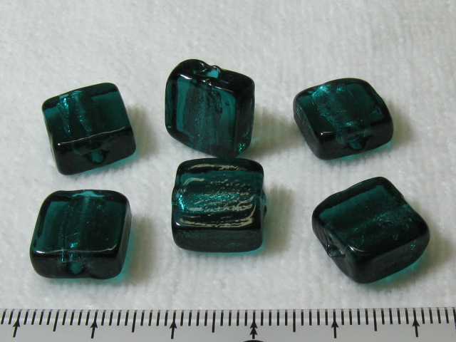 ベネチアン風ガラス　正方形　約12×5ｍｍ　エメラルド