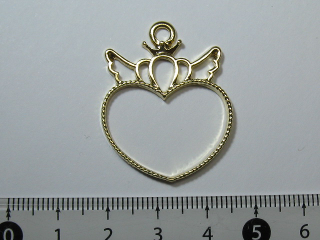 レジン向けメタル　ハートクラウン　27×33mm　ゴールド