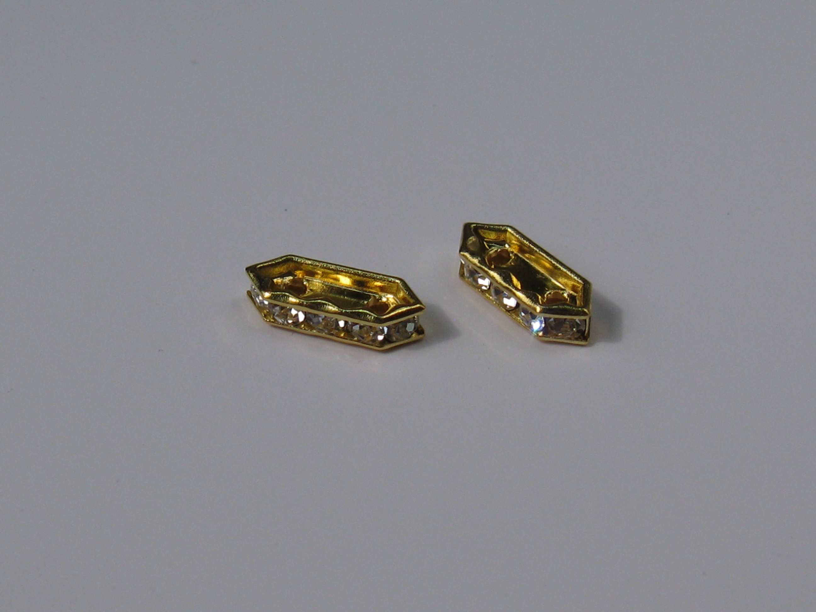 ロンデル　バー　４×１０mm　(２個入り)　ゴールドクリスタル　スワロフスキー使用