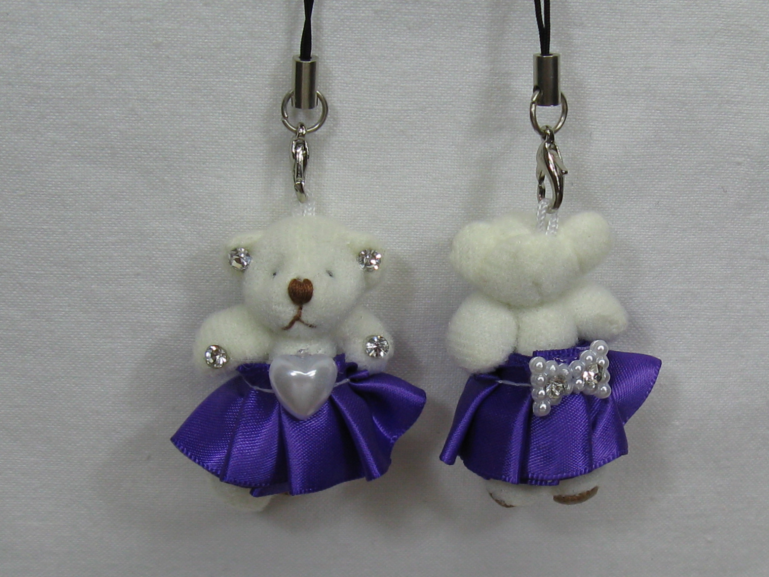 おめかしクマさん(カニカンストラップ付)　パープル