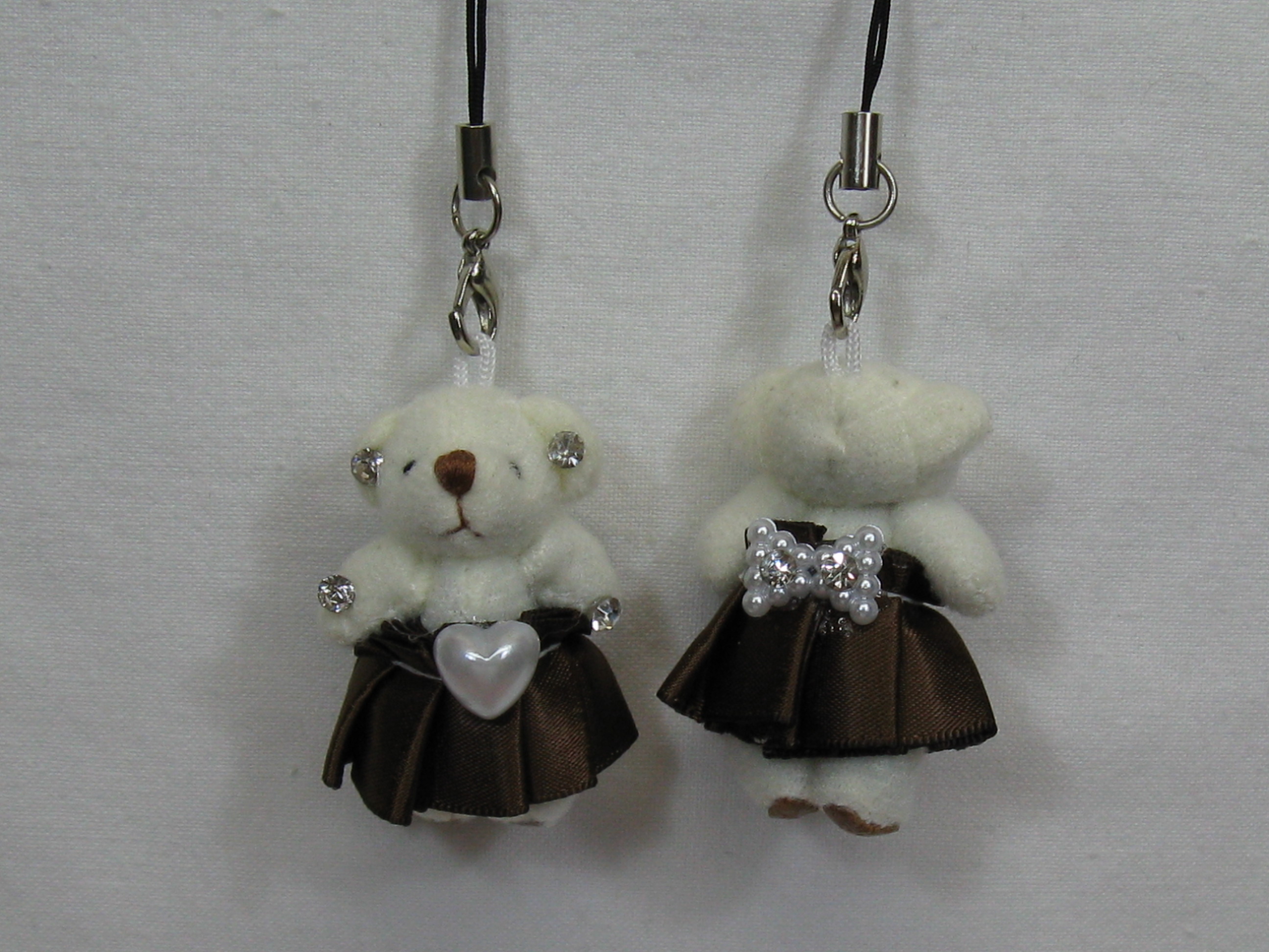 おめかしクマさん(カニカンストラップ付)　ブラウン