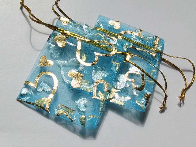アクセサリーポーチ　6.5×8.5ｃｍ　ハート　ブルー