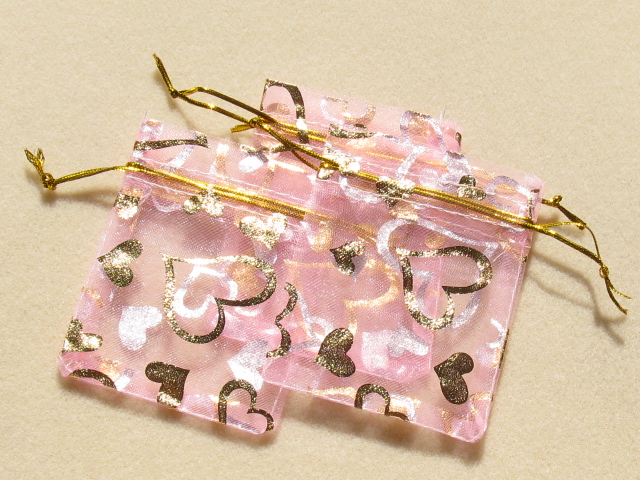 アクセサリーポーチ　７×９ｃｍ　ハート　ピンク