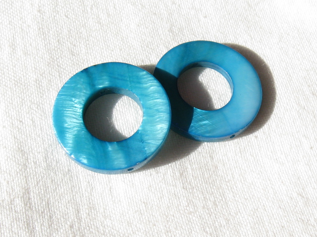 シェルパーツ　20ミリ　丸形・リング　ブルー