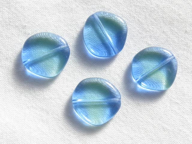 チェコ　プレス　ムーンシャイン　14ミリ　2トーンブルーグリーン