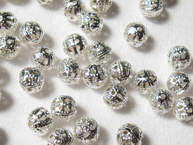 すかし玉　６mm　ホワイトシルバー　大袋