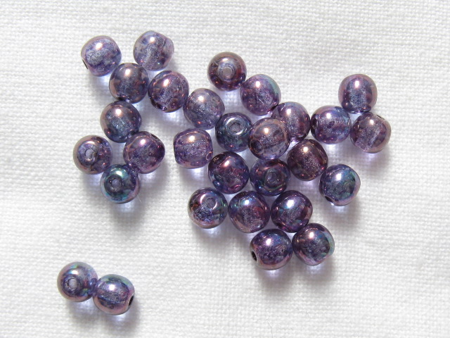 チェコ　プレス　ラウンド　４ミリ　(30ヶ)　ラスターアメジスト