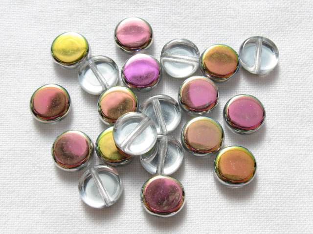 チェコビーズ　コイン　８×３ミリ　ピンクゴールド