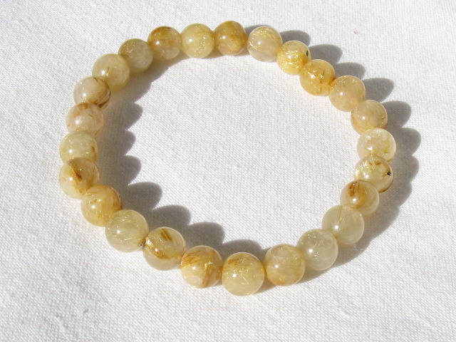 天然石ブレスレット　ラウンドタイプ　２５玉　　7.5~7.0ミリ　ルチルクォーツ