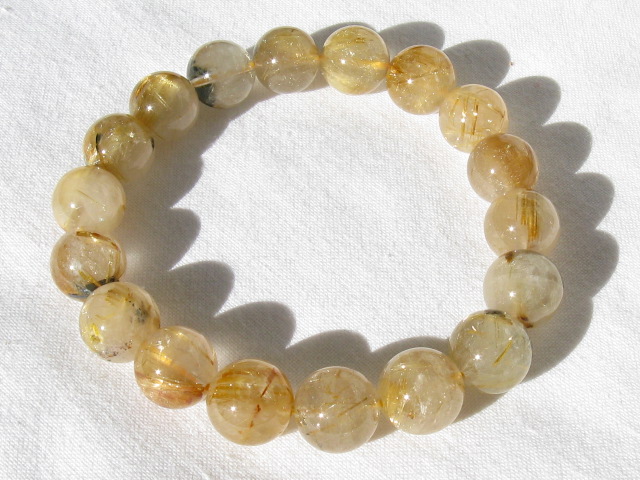 天然石ブレスレット　ラウンドタイプ　１８玉　　11.5~11.0ミリ　ルチルクォーツ