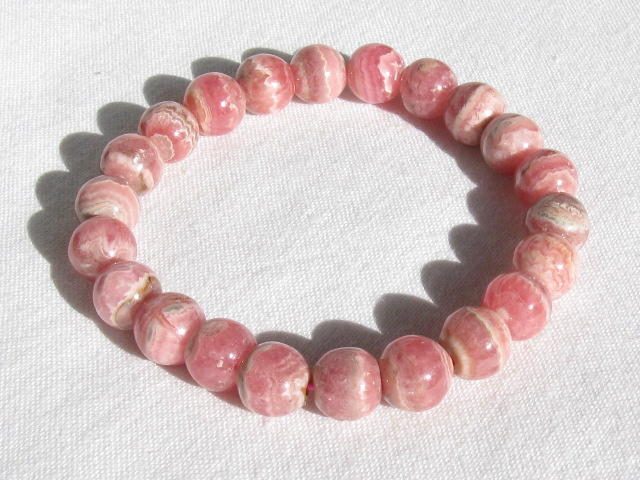 天然石ブレスレット　ラウンドタイプ　２２玉　　8.5~8.0ミリ　インカローズ