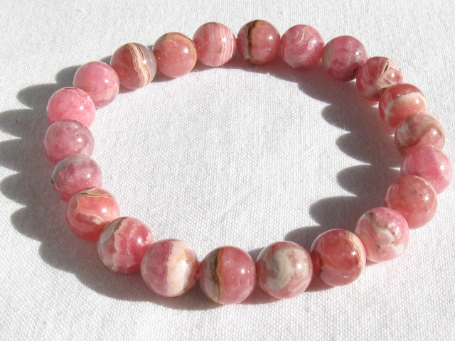 天然石ブレスレット　ラウンドタイプ　２２玉　　9.0~8.5ミリ　インカローズ