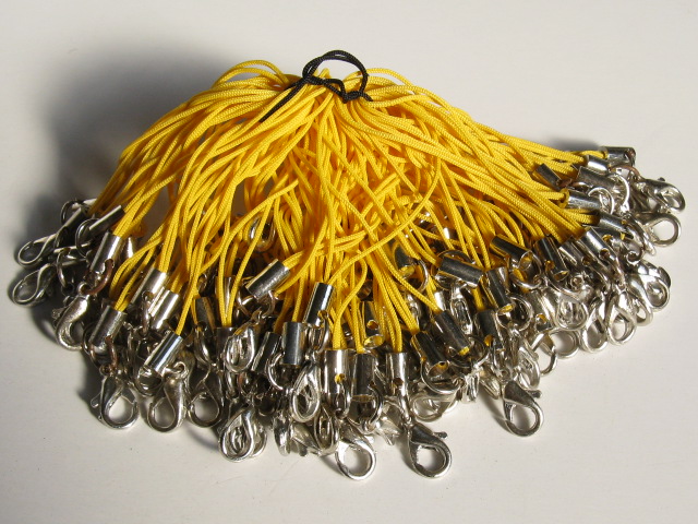 カニカン付ストラップ　(100個入り)　イエロー