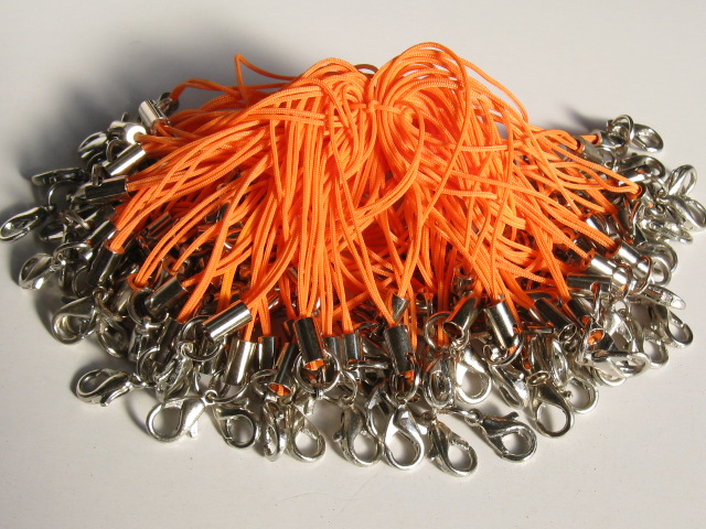 カニカン付ストラップ　(100個入り)　オレンジ