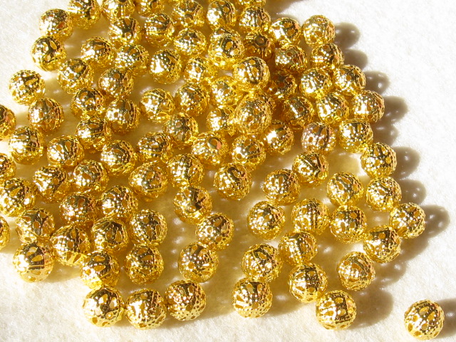 すかし玉　６mm　(約500個入り)　ゴールドカラー