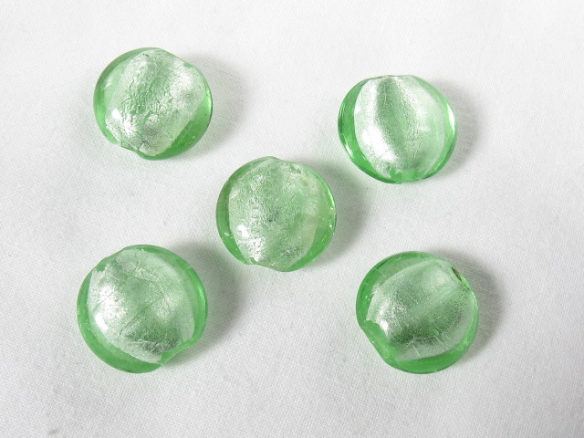 ベネチアン風ガラス　ハート　約20ｍｍ　ペリドット