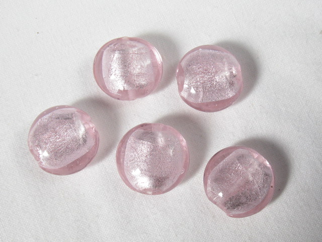 ベネチアン風ガラス　ハート　約20ｍｍ　ピンク