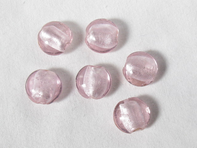 ベネチアン風ガラス　ハート　約15ｍｍ　ピンク