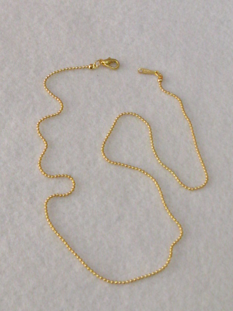 1.2ミリボールチェーンネックレス　約４１センチ　板ダルマタイプ　ゴールド