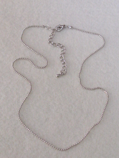 1.2ミリボールチェーンネックレス　約４１センチ　７センチアジャースター付　シルバー