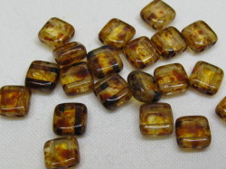 チェコビーズ　フラットスクエア　２ホール　６ミリ　クリスタルピカソ