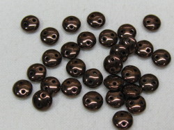 チェコビーズ　レンティル(レンズ豆)　２ホール　６ミリ　ジェットブロンズ
