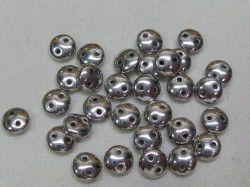 チェコビーズ　レンティル(レンズ豆)　２ホール　６ミリ　シルバー