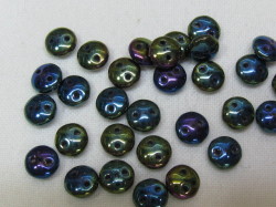 チェコビーズ　レンティル(レンズ豆)　２ホール　６ミリ　アイリスパープル