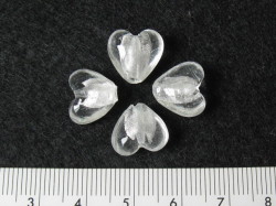 ベネチアン風ガラス　ハート　約12ｍｍ　白